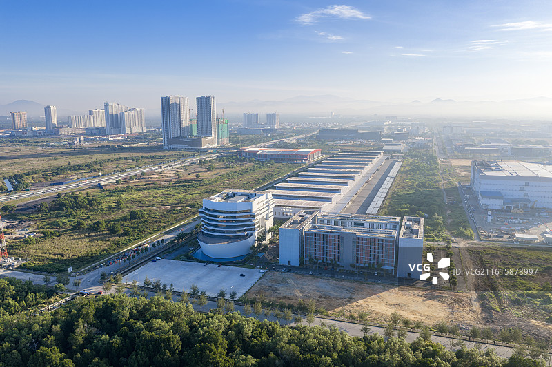 马来西亚槟城第二跨海大桥与白鹭风景航拍图片素材