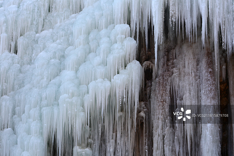 北京昌平区虎峪自然风景区冬季冰瀑景观图片素材