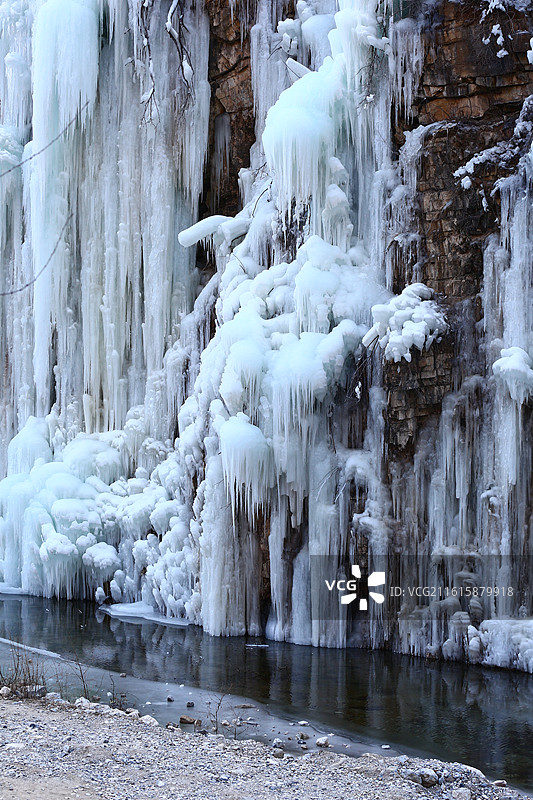北京昌平区虎峪自然风景区冬季冰瀑景观图片素材