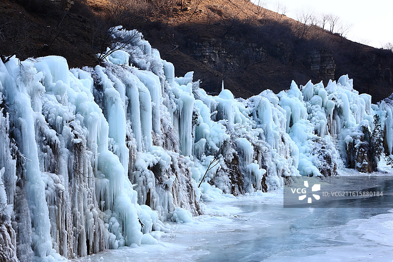 北京昌平区虎峪自然风景区冬季冰瀑景观图片素材