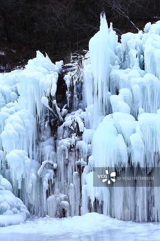 北京昌平区虎峪自然风景区冬季冰瀑景观图片素材