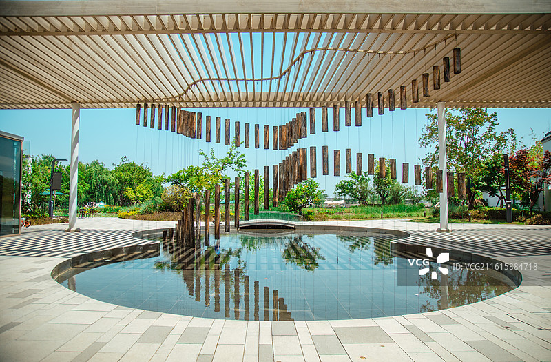 上海青浦和江苏吴江交界处的元荡湖湿地公园自然风光图片素材