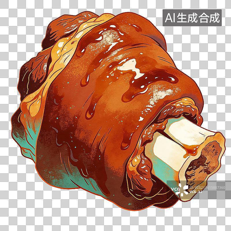【AI数字艺术】猪肘子美食插画图片素材