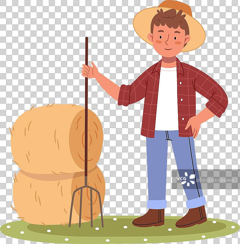 一位穿着工作服的男性农民正站着图片素材