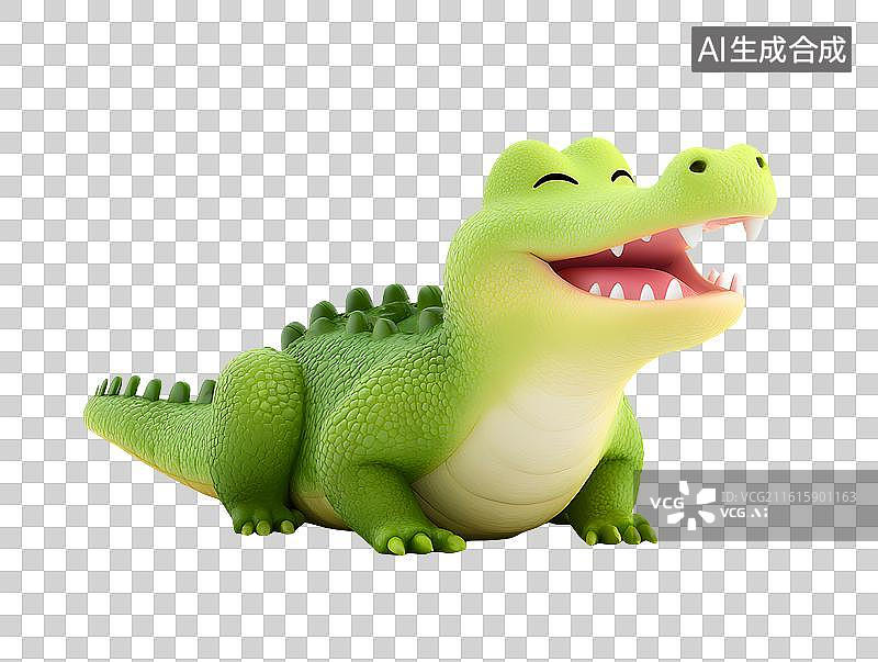【AI数字艺术】一只可爱的卡通小鳄鱼图片素材