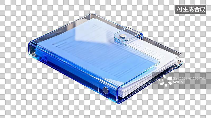 【AI数字艺术】蓝色透明文件夹内含文件图片素材