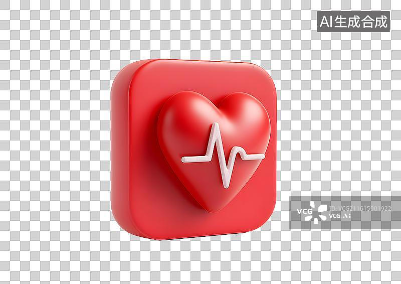 【AI数字艺术】心电图在红色标识上图片素材