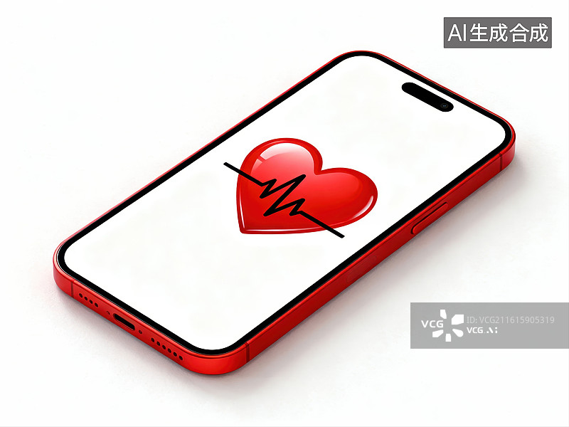 【AI数字艺术】手机屏幕显示心跳图案图片素材