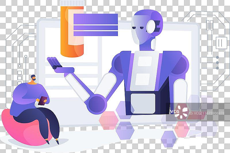 人工智能增强的远程医疗抽象概念图片素材