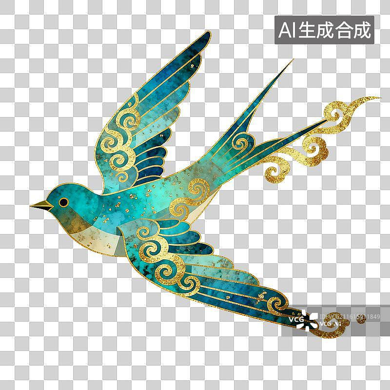 【AI数字艺术】青铜器飞鸟插画图片素材