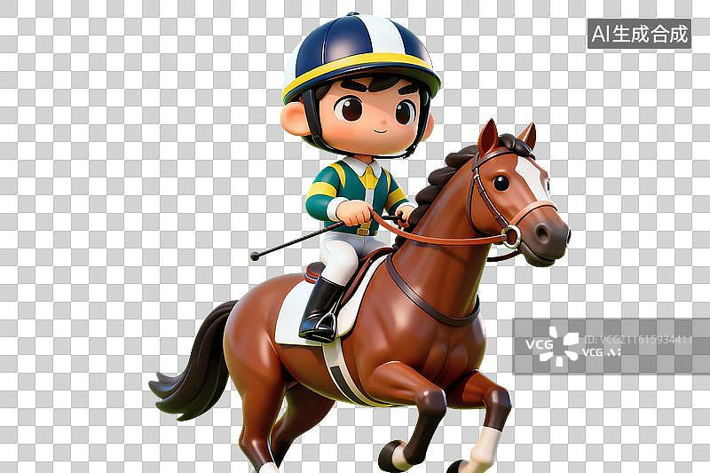 【AI数字艺术】卡通风格，职业赛马骑师PNG格式的免扣元素图片素材