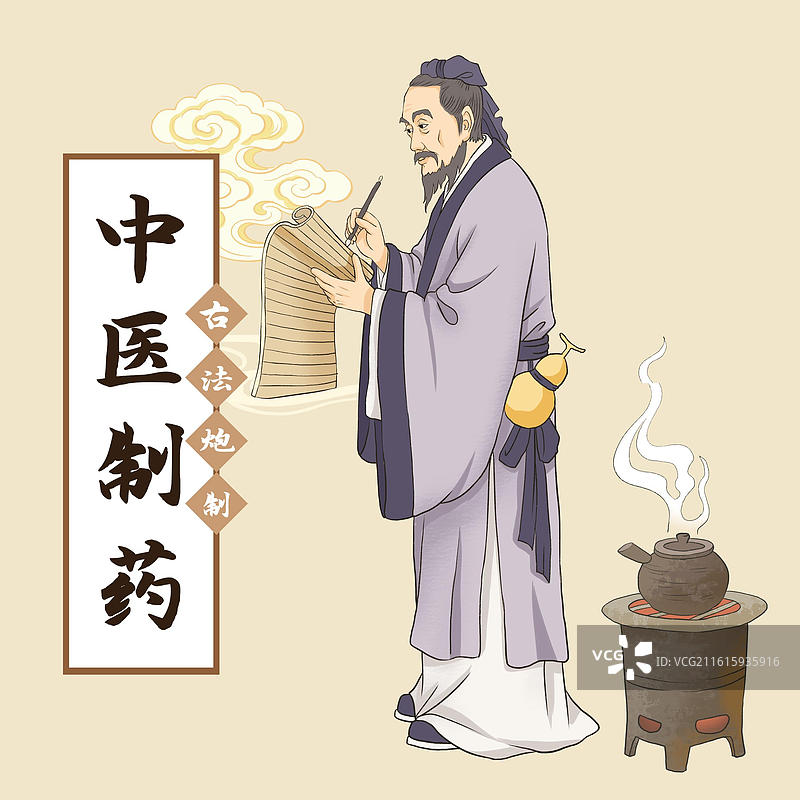 中医张仲景插画图片素材