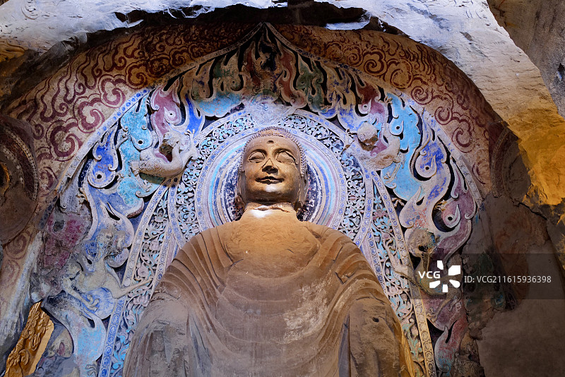 河北邯郸北响堂山石窟大佛洞石窟造像艺术图片素材