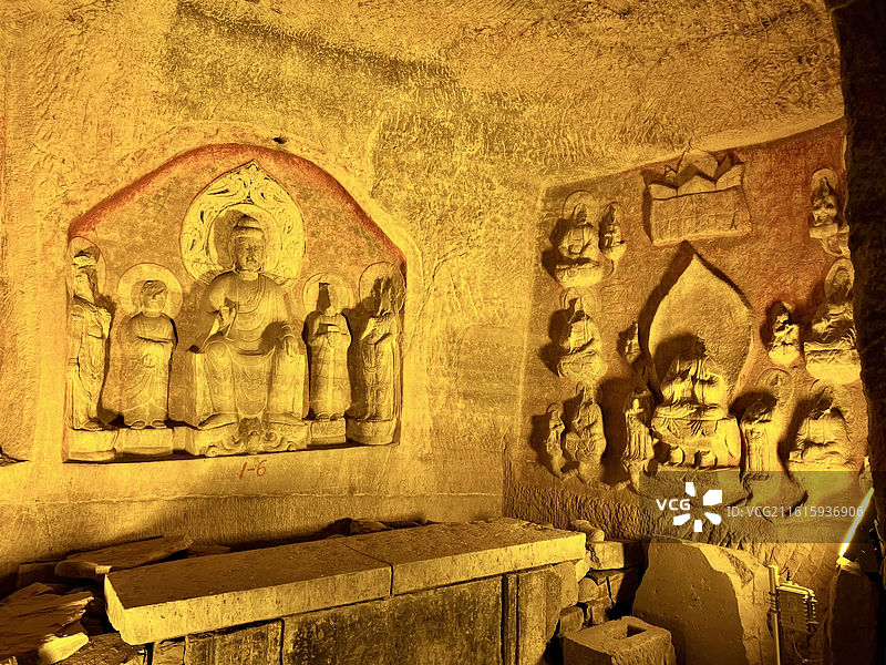 河北邯郸北响堂山石窟随佛龙窟石窟艺术图片素材