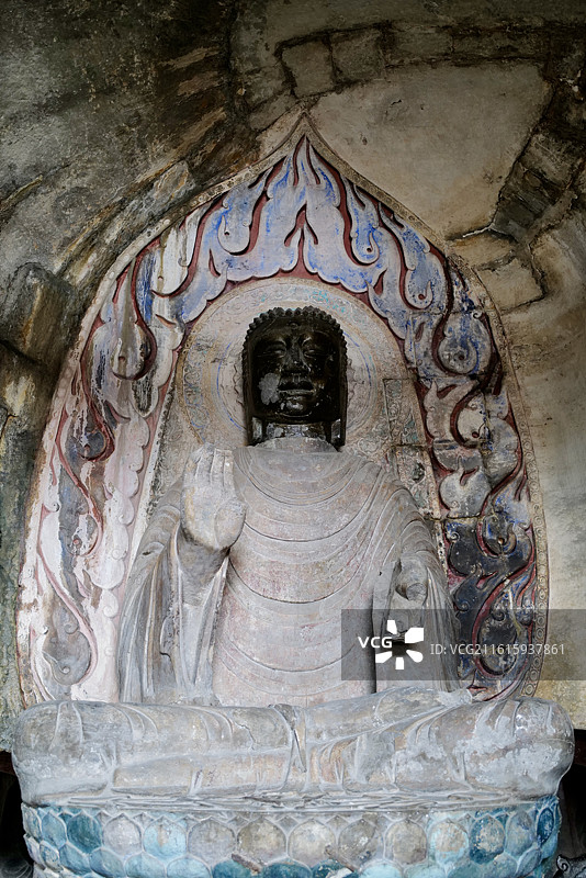 河北邯郸北响堂山石窟释迦洞石窟造像艺术图片素材