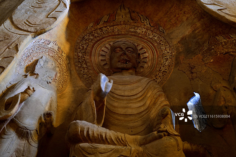河北邯郸北响堂山石窟大佛洞石窟造像艺术图片素材