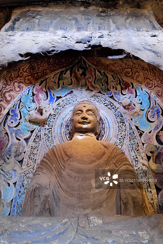 河北邯郸北响堂山石窟大佛洞石窟造像艺术图片素材