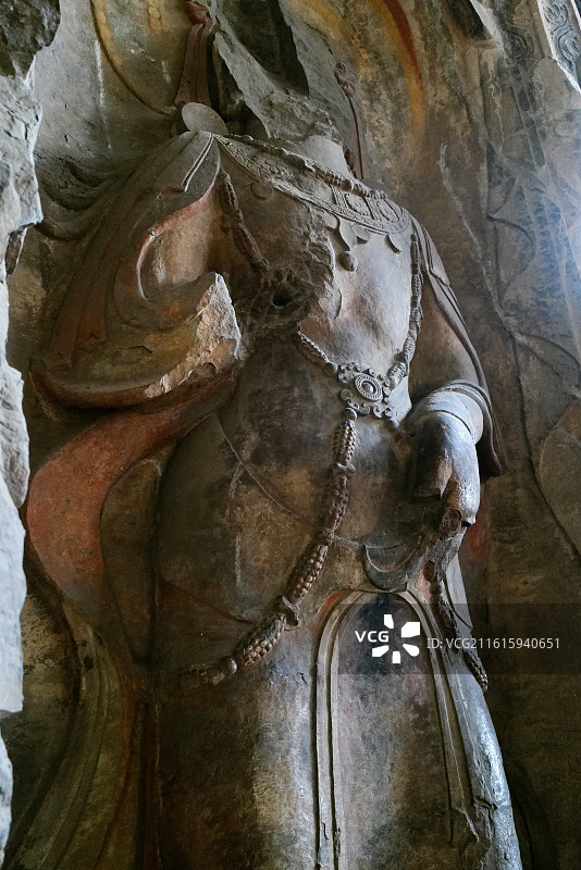 河北邯郸北响堂山石窟释迦洞窟口窟门石刻雕塑及石窟造像艺术图片素材