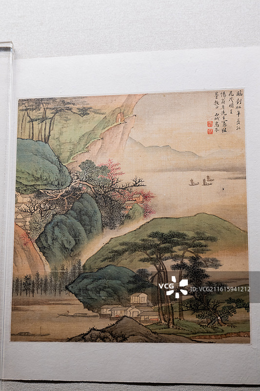 天津博物馆 清 高岑等十二位金陵画派画家 山水图合册 绢本设色 康熙丙辰（1676）图片素材