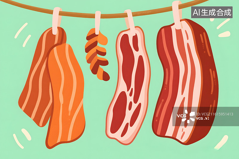 【AI数字艺术】腊味年货挂晒图图片素材