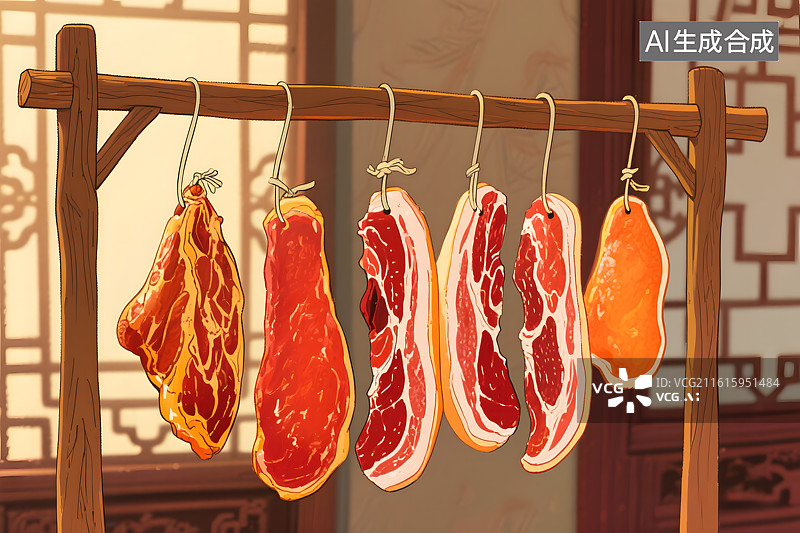 【AI数字艺术】腊味年货挂晒图图片素材