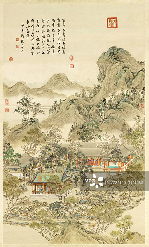 中国清代乾隆十二禁禦景图轴图片素材