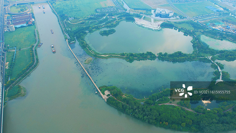 苏州吴中区吴文化博物馆澹台湖宝带桥京杭运河航拍图片素材
