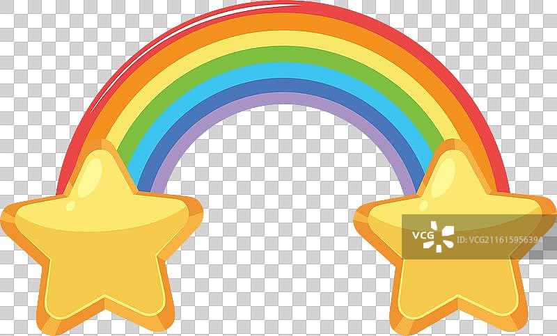 色彩缤纷的彩虹和两颗金色的星星图片素材