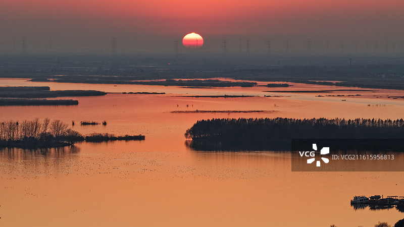 大纵湖日落图片素材