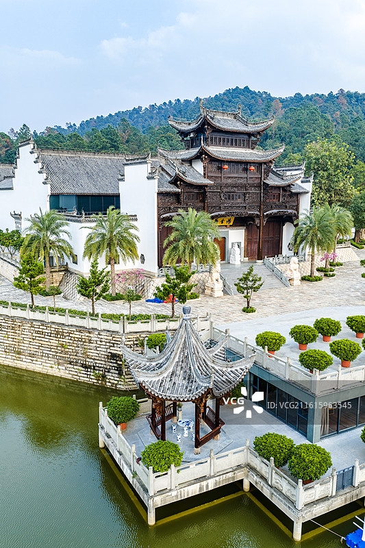 广东江门市鹤山市莱苏鸿园山水人家旅游景区图片素材