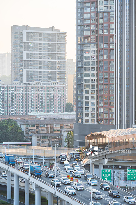 深圳城市主干道塞车交通堵塞图片素材