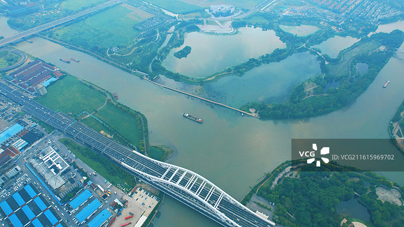 苏州吴中区吴文化博物馆澹台湖宝带桥京杭运河航拍图片素材