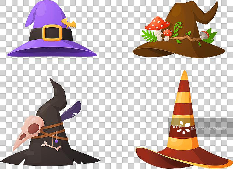 巫师和女巫的魔法帽图片素材