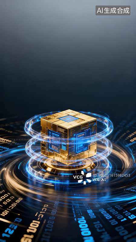 【AI数字艺术】科技魔方大数据图片素材