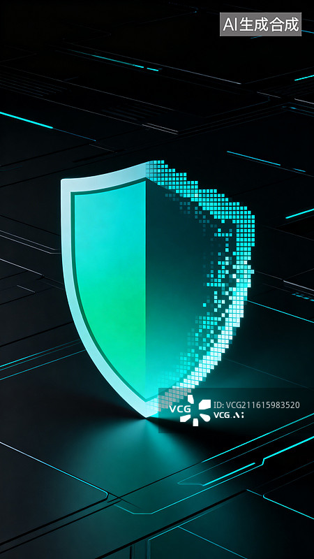 【AI数字艺术】科技感盾牌防护系统视觉设计图片素材