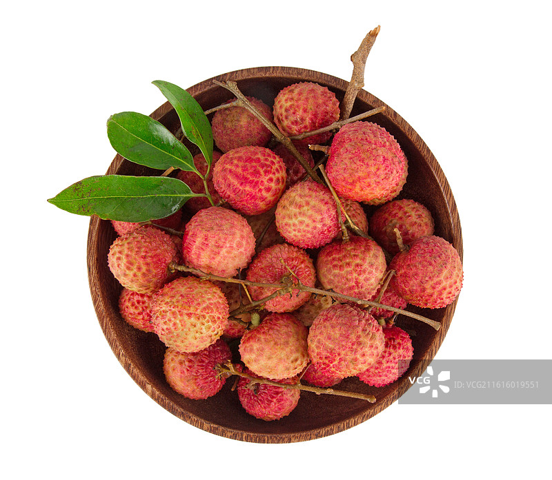 新鲜的桂味荔枝孤立在白色背景上图片素材