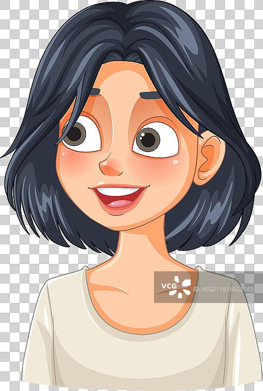 笑容灿烂的黑发女子图片素材