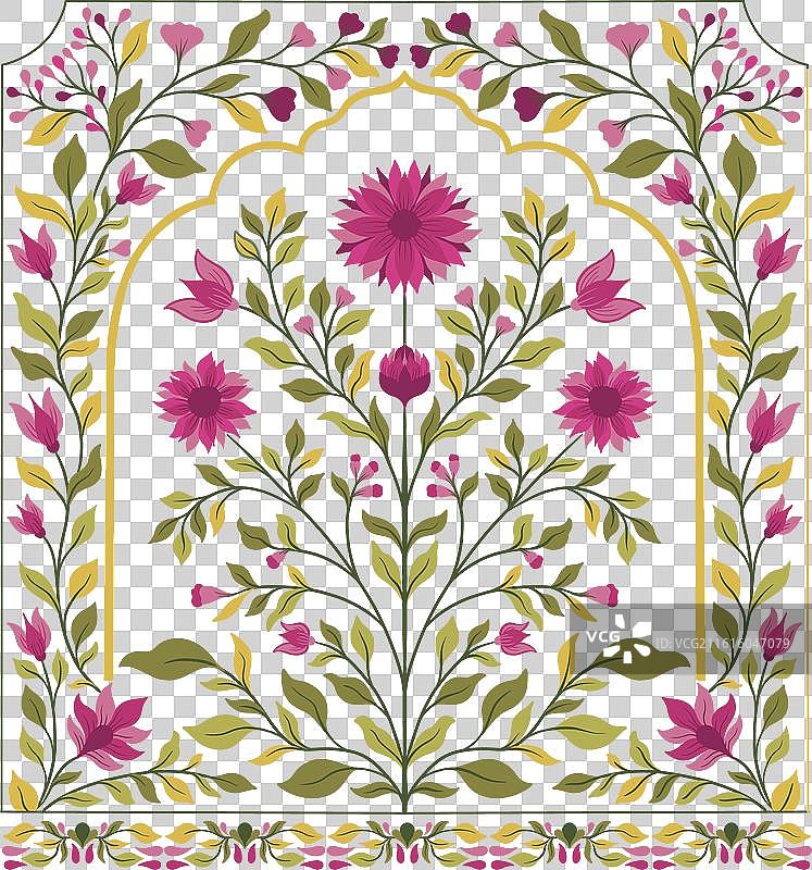 莫卧儿风格装饰花卉复古图片素材