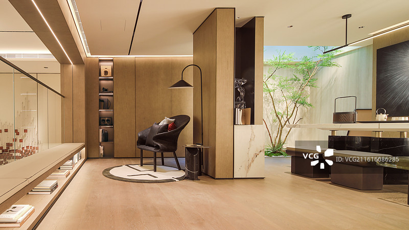 简洁的样板间书房和茶室图片素材