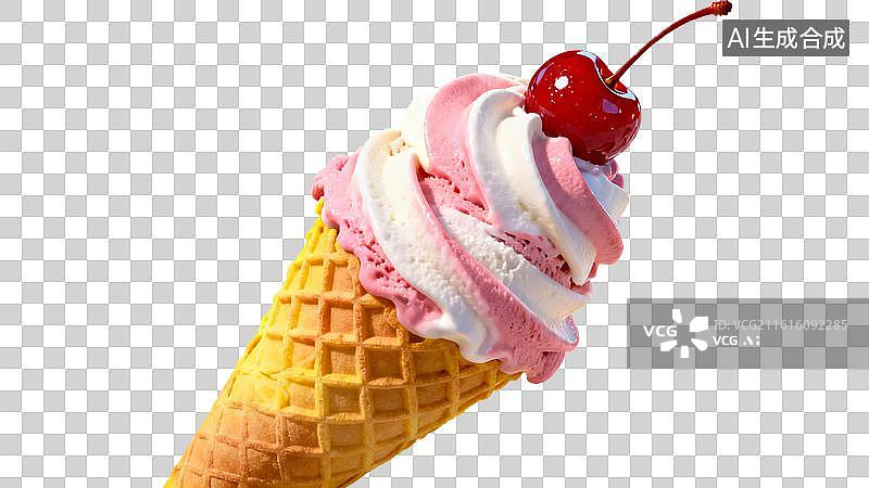 【AI数字艺术】草莓冰淇淋配樱桃图片图片素材