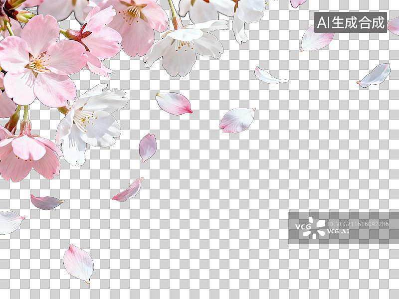 【AI数字艺术】樱花花瓣飘落的唯美瞬间图片素材