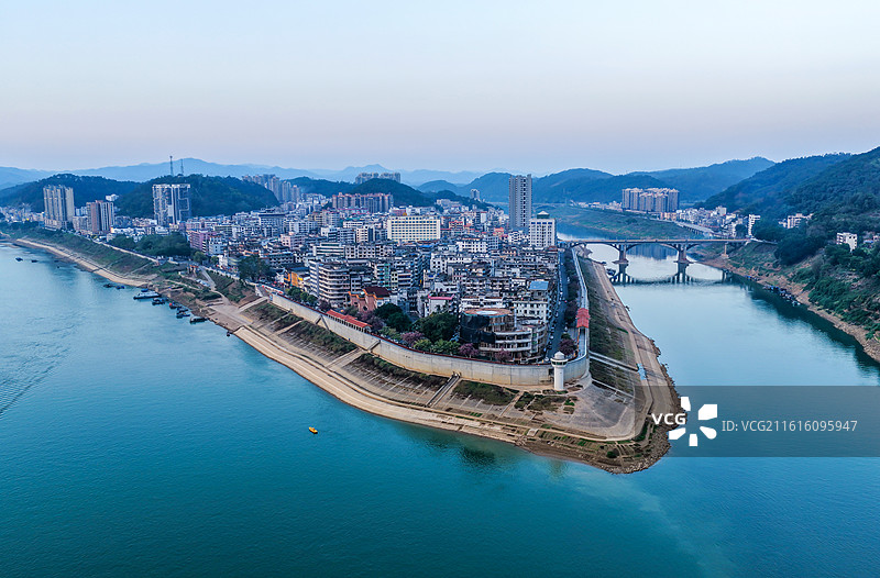 广东省肇庆市封开县老县城江口咀航拍图片素材