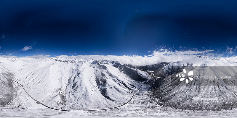 冬季川西雪山360°全景图VR图片素材