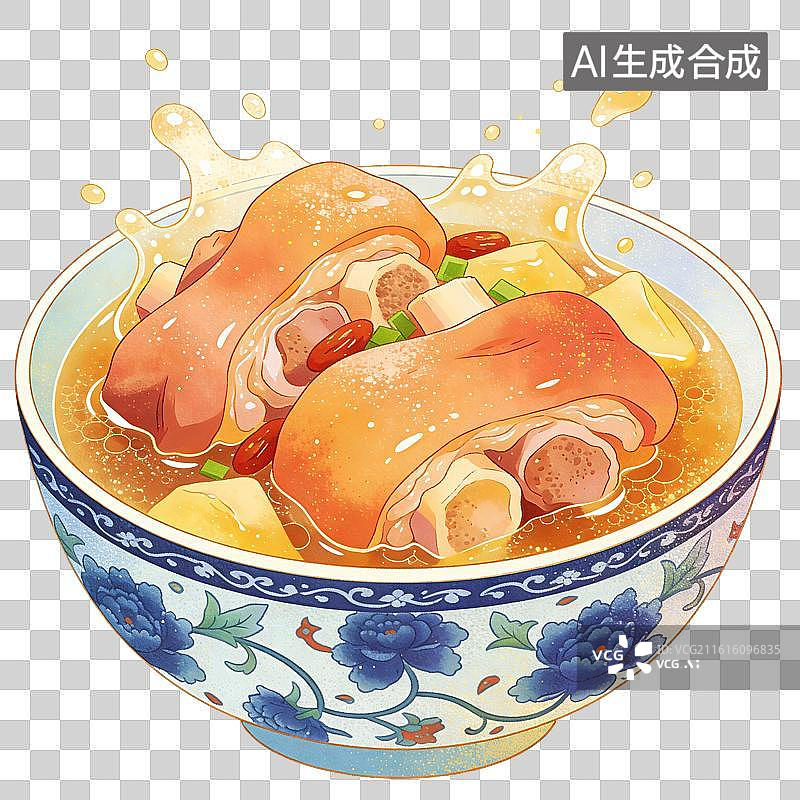 【AI数字艺术】一碗蹄花美食插画图片素材