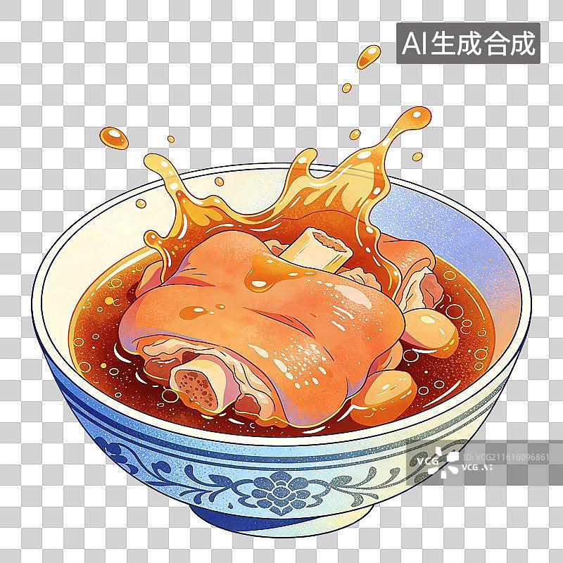 【AI数字艺术】一碗蹄花美食插画图片素材