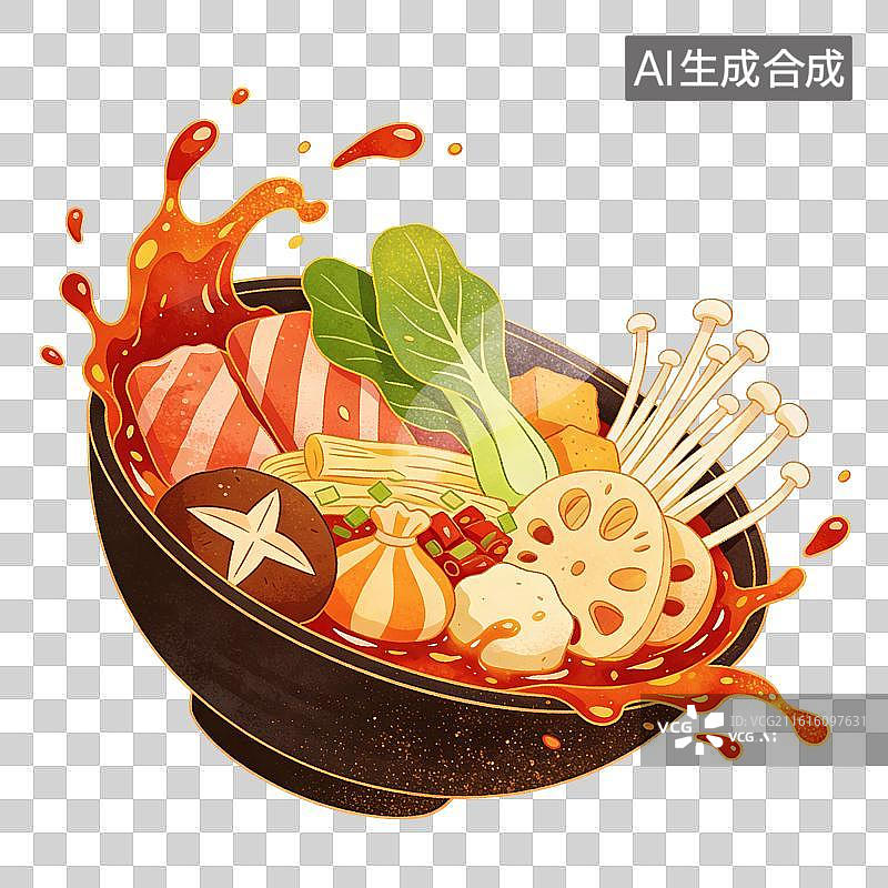 【AI数字艺术】麻辣烫美食插画图片素材