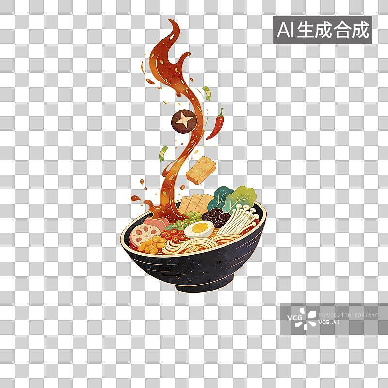 【AI数字艺术】麻辣烫美食插画图片素材