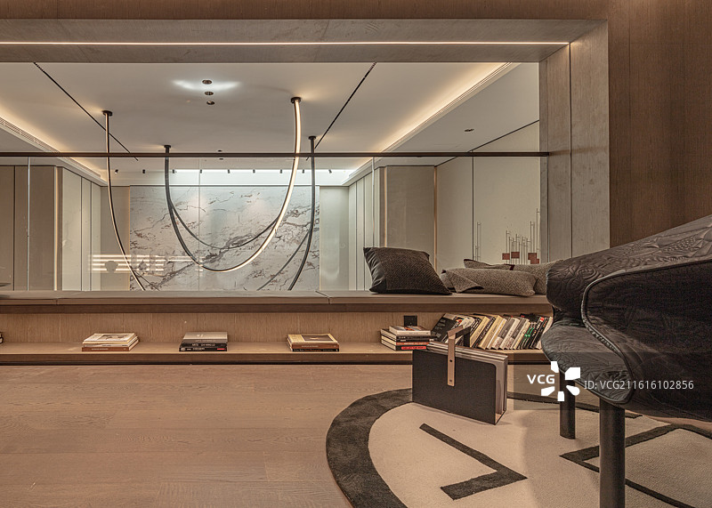 简洁的样板间书房和茶室图片素材