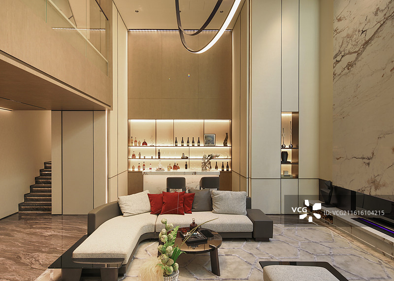 简洁的别墅样板间客厅图片素材