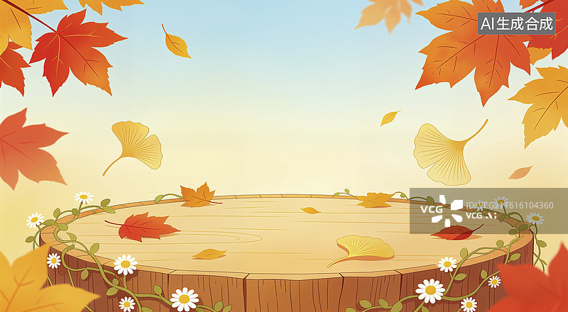 【AI数字艺术】秋季电商展台图片素材